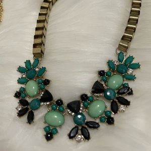 Green, Black & Gold Gem Statement Necklace